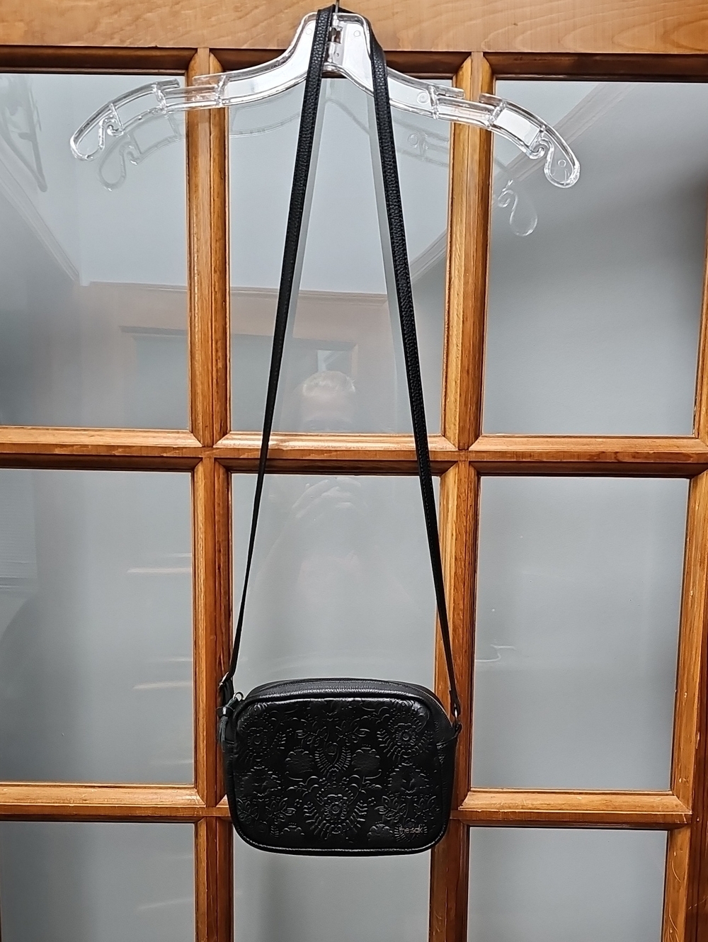 Black Embossed Leather Crossbody Bag - The Sak